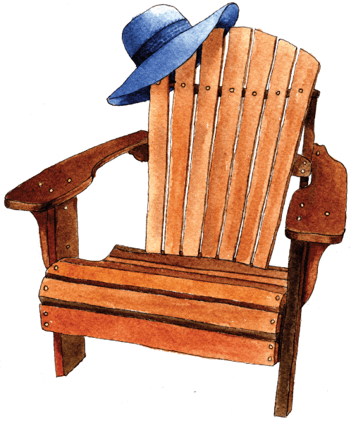 adirondack chair with hat - Illustration by Helen Krayenhoff